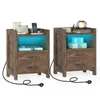 COSTWAY 2er Nachttisch mit LEDs & Ladestation, Produktbild-Vorschau 1