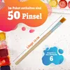 Pinselset mit 50 Pinseln - Flachpinsel mit Holzstiel - XXL Produktbild-Vorschau 2
