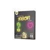 The image shows the packaging of a decorative neon light product, featuring illustrations of neon lights in the shapes of a cactus, a heart, and a cat. Voir les images du produit
