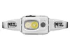 A white Petzl headlamp with a white strap is shown against a white background. Anteprima dell’immagine prodotto