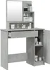 A grey concrete-effect vanity table with a mirror and storage shelves. Anteprima dell’immagine prodotto