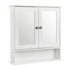 A white bathroom cabinet with mirrored doors and an open shelf below, shown against a white background. Anteprima dell’immagine prodotto