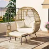 COSTWAY poltrona in vimini polyrattan con sgabello, Anteprima dell’immagine prodotto 2