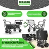 Collage of images showing a foldable wagon and its features. Produktbild-Vorschau