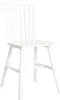 A white wooden chair with a spindle back and seat, photographed against a white background. Produktbild-Vorschau
