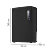A black dehumidifier with dimensions indicated by measurement lines and text. Voir les images du produit