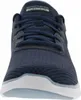 A close-up front view of a navy blue Skechers Flex Appeal 4.0 sneaker. Voir les images du produit