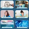 A collage of six images illustrating the benefits of a dehumidifier. Produktbild-Vorschau