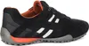 A side view of a black GEOX sneaker with orange accents and white stripes. Anteprima dell’immagine prodotto