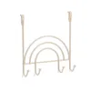 A beige metal over-the-door hook rack shaped like a rainbow with three hooks. Produktbild-Vorschau