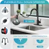 Küchenarmatur Edelstahlmaterial,Ausziehbar Wasserhahn,360° Produktbild-Vorschau 3