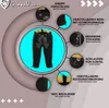 Detailansicht der Bayerischen Traditionellen Schwarzen Lederhose mit Hosenträgern Knopfverschluss Stickerei Paspeln Messertasche und Schnürung hochwertige bayerische Trachtenhose für Herren online kaufen Produktbild-Vorschau