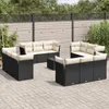 vidaXL 13-tlg. Garten-Sofagarnitur mit Kissen Schwarz Poly Produktbild-Vorschau 2