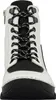 A close-up front view of a white and black boot. Náhled obrázku produktu