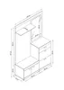 A technical drawing with dimensions of a hallway furniture unit. Náhled obrázku produktu