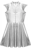 Damen Alien Kostüm Metallic Kleid Gr L Silber mit Fühler Produktbild-Vorschau 7