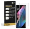 A product box with installation instructions and a smartphone with a screen protector applied. Produktbild-Vorschau