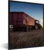 MuchoWow® Gerahmtes Poster Traktor - Grün - Sonnenuntergang Produktbild-Vorschau 1