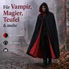 Wendecape mit Kapuze XL 160 cm Schwarz Rot – Langer Umhang Produktbild-Vorschau 12