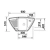 A top-down technical drawing of a sink with dimensions indicated. Náhľad obrázku produktu