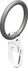 A close-up, isolated view of a curtain ring with a hook. Produktbild-Vorschau