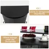 A collage of images showing details of a black bar cart, including its surface, an open shelf, and items placed on it. Podgląd zdjęcia produktu