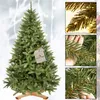 A collage featuring a full artificial Christmas tree on the left and close-up shots of its branches on the right, with a tag attached to the tree. Voir les images du produit