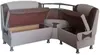 A corner sectional sofa with storage compartments under the seats, shown with the seats lifted. Produktbild-Vorschau