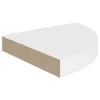 A white, quarter-circle shaped shelf with a tan edge, shown from a side angle against a white background. Produktbild-Vorschau