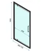 A diagram of a shower door with dimensions indicated. Podgląd zdjęcia produktu