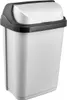 A white and gray trash can with a black lid. Anteprima dell’immagine prodotto