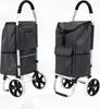 Two views of a gray shopping trolley with aluminum frame and black wheels. Produktbild-Vorschau