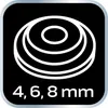 A graphic showing concentric circles and text indicating measurements. Produktbild-Vorschau