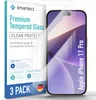 A product shot of a smartphone screen protector packaging and the protector itself on a smartphone. Produktbild-Vorschau