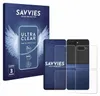 A product shot of a phone screen protector packaging and the protectors themselves. Produktbild-Vorschau
