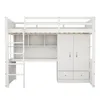 A white loft bed with a desk, wardrobe, and shelves. Anteprima dell’immagine prodotto