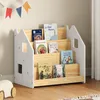 Bücherregal BRUNO 4 Fächer aus Massivholz - natur/weiß Produktbild-Vorschau 1