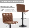 A marketing image showcasing a brown bar stool with text highlighting its ergonomic design. Produktbild-Vorschau