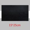 A black textured rectangular patch is shown against a light gray and white background. Text indicating dimensions is below the patch. Produktbild-Vorschau