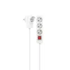A white power strip with three outlets and a red switch, connected to a white plug adapter. Anteprima dell’immagine prodotto