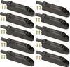 A set of black furniture door dampers and screws arranged in rows on a white background. Produktbild-Vorschau