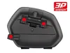 A black motorcycle side case with red dots highlighting attachment points. Produktbild-Vorschau