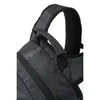 A close-up view of the top portion of a black and gray camouflage backpack, focusing on the straps and zipper. Produktbild-Vorschau