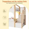A bunk bed with stairs that also serve as storage, featuring decorative icons on the left. Produktbild-Vorschau
