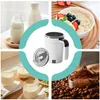 A collage showing a self-stirring mug with various food and drink items. Produktbild-Vorschau