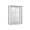 A white wall-mounted display cabinet with glass shelves and LED lighting, shown against a white background. Náhľad obrázku produktu