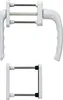 A white balcony door handle set is shown against a white background. The set includes two handles and a connecting mechanism. Anteprima dell’immagine prodotto