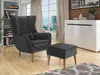 Designové křeslo ušák s taburetkou LEVI - tmavé šedé Náhled obrázku produktu 1