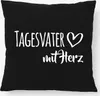 Huuraa Kissen Tagesvater mit Herz 40x40cm mit Füllung Black Produktbild-Vorschau 1