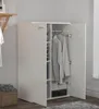 A white wardrobe with its doors open, showing clothes hanging inside and shelves with storage boxes. Anteprima dell’immagine prodotto